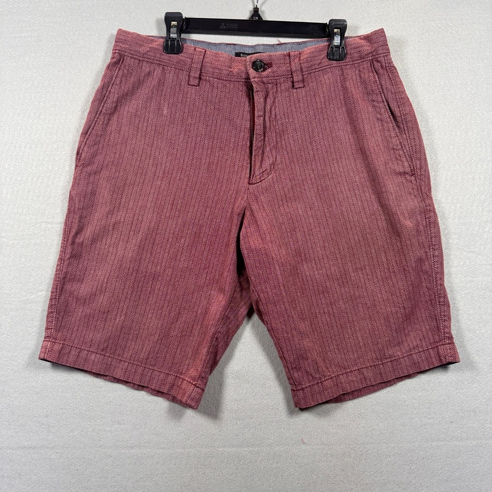 Banana Republic Mens 30 Burgundy Herringbone Shorts Red Casual Cotton